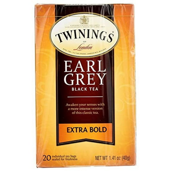 Twinings, Black Tea, Earl Grey, Extra Bold, 20 Tea Bags , 1.41 oz