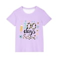 thumbnail image 2 of Frwgonr Boys Girls Graphic Tees Purple Kids 100th Day of School T-Shirt Celebration Top 3-14, 2 of 5