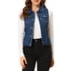 thumbnail image 1 of Chaleco sin mangas de mezclilla lavado para mujer INSPIRE CHIC con botones y bolsillos color azul marino XS, 1 of 6