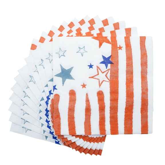 Red/White/Blue Flag Disposable Paper Napkins, 6.5" x 6.5", 16 Count, Patriotic by Way To Celebrate