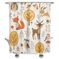 thumbnail image 1 of Linda Cortina de Ducha para Baño de Tela, Moderna, Cortina de Baño Impermeable, Patrón de Plantas de Animales, 183*183cm, 1 of 5