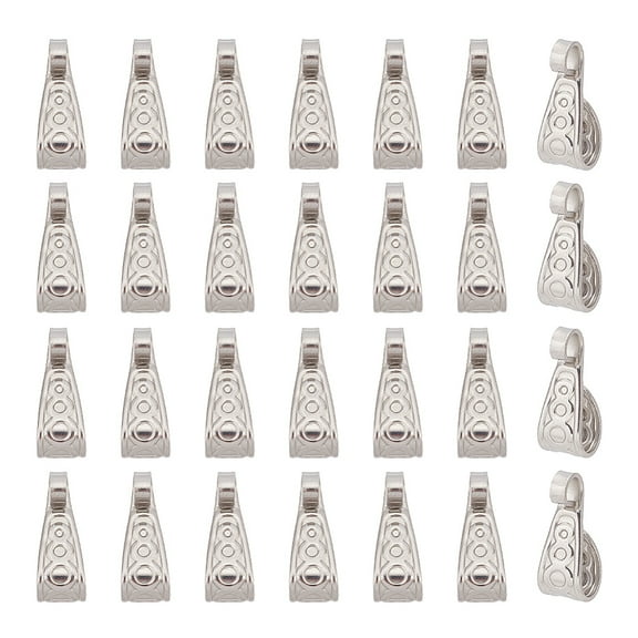 1box 100 pcs Pinch Bails 304 Stainless Steel Tube Bails Metal Loop Bails Charm Clasp Connector for Making Necklace Jewelry DIY Craft 304 Stainless Steel