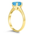 thumbnail image 2 of SZUL Women's Oval Solitaire 8X6MM Blue Topaz Ring in 10K Yellow Gold, 2 of 4