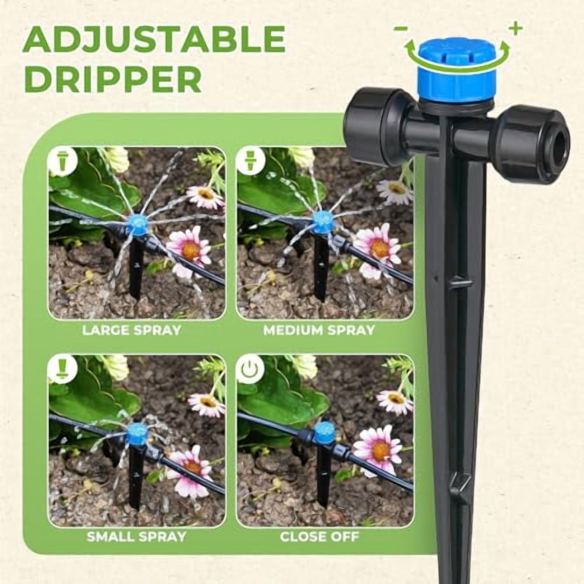 RibRave 200FT Garden Watering System, Drip Irrigation Kits for Plants, New Quick Connector, Blank Distribution Tubing, Saving Water Automatic Irrigation Equipment for Patio Lawn
