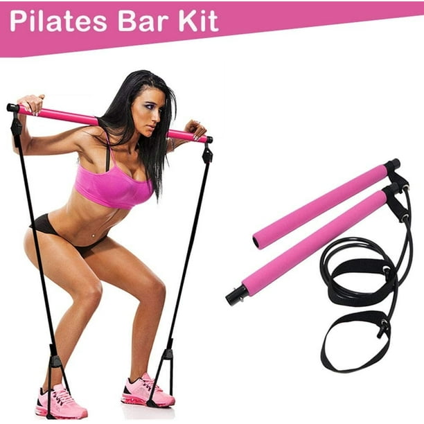 Portable Pilates Bar Kit W/Resistance Band Adjustable Exercise Stick Gym