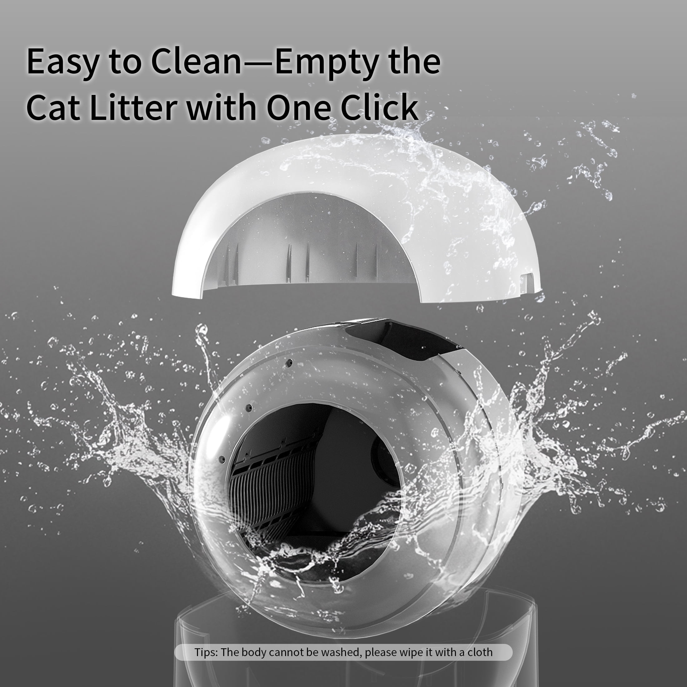 CATLK Automatic Self-Cleaning Cat Litter Box, 100L Cat Litter Box for Multiple Cats, Safety Sensor, WiFi APP Control, White