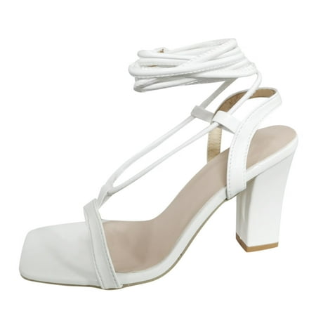 

Womens Sandals Fashion Womens High Heels Breathable Lace Up Shoes Casual Toe Knob Sandals Women S Sandals Suede White 37