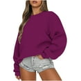 thumbnail image 2 of Brnmxoke Womens Oversized Sweatshirts Casual Crewneck Long Sleeve Pullover Comfy Soft Solid Color Fall Outfits Fashion Teen Girls Y2k Winter Clothes, 2 of 6