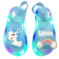 thumbnail image 7 of Girls Cute Unicorn Rainbow LED Light Up Jelly Sandals, Adjustable Ankle Strap Non Slip Kids Water Beach Shoes, Step Activated Glowing Summer Outdoor Walking Sandals 4-9Y, 7 of 7