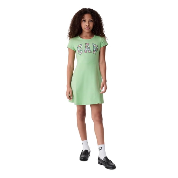 Vestido GAP para Niñas, Verde Prado, Manga Corta, Talla L