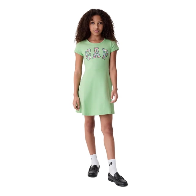 Vestido para Niñas GAP con Logo Verde Prado Manga Corta XL