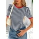 thumbnail image 4 of Camiseta PRETTYGARDEN para mujer, color azul marino, a rayas, color azul marino, 4 of 9