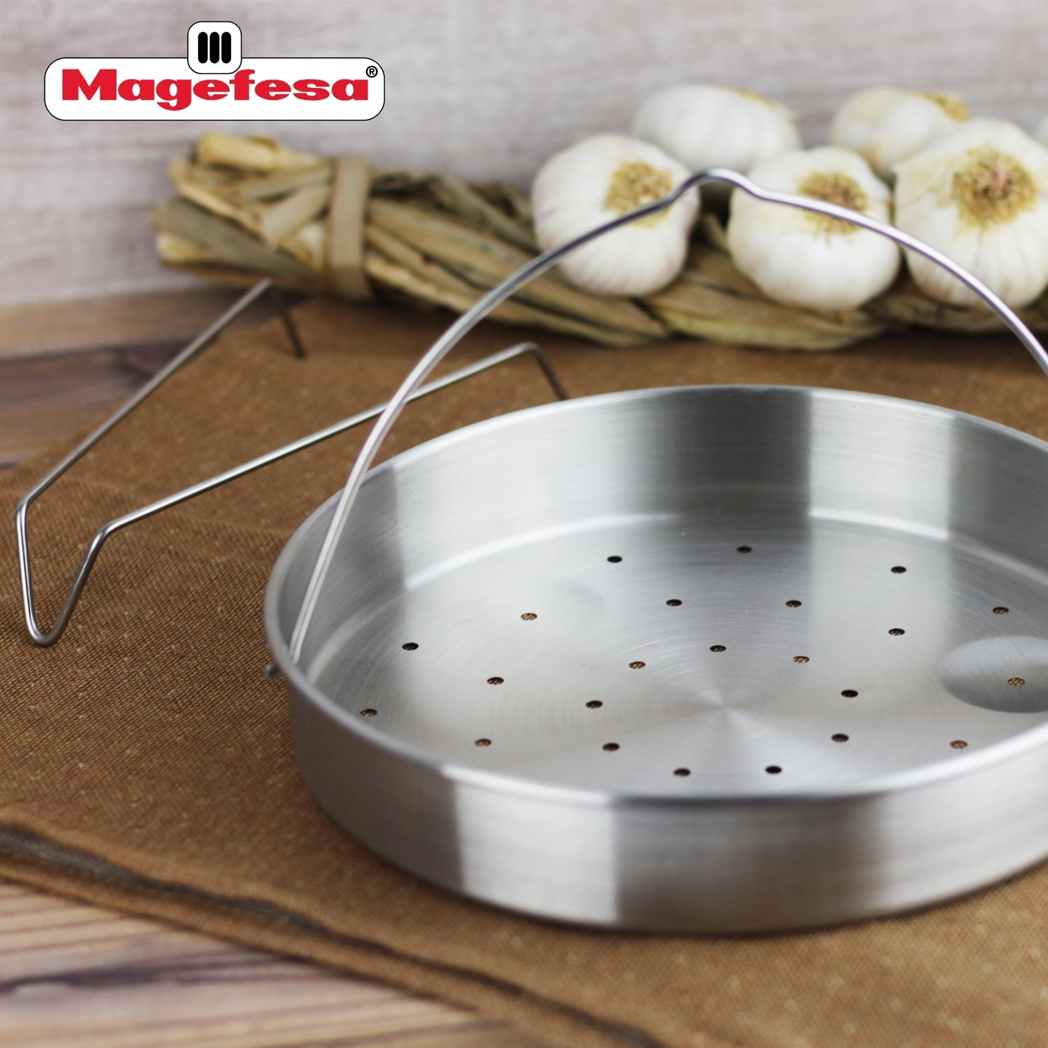 MAGEFESA Basic Stainless Steel Steamer Basket with Tripod, Universal 7.9-Inch Size for Pressure Cookers and 8.7-Inch Cookware
