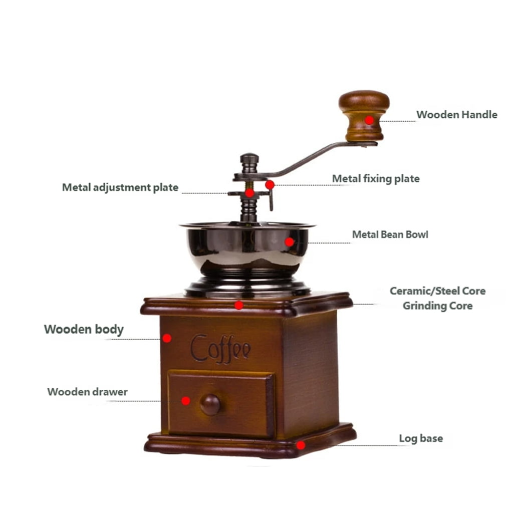 Portable Manual Coffee Grinders Wood And Metal Traditional Coffee Grinders Perfect For Camping And Offices