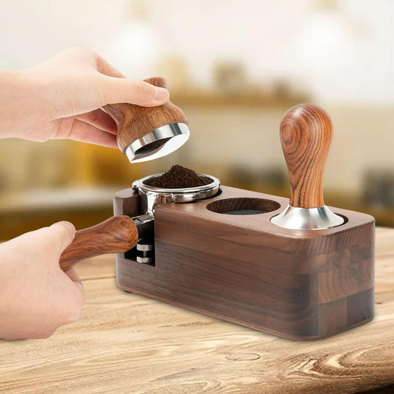 Coffee Tamper Station Quality Walnut Wood Countertop Organizer 3