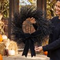 thumbnail image 6 of 13.78" Black Twig Wreath with Black Velvet Bow, Gothic Halloween Door Wreath Decor for Indoor Outdoor Home, 6 of 9