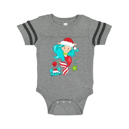 

Inktastic Christmas Holiday Mermaid with Cute Crab Gift Baby Boy or Baby Girl Bodysuit