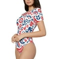 thumbnail image 2 of Haiem Birds Flowers Women's Crew Neck Short Sleeve Bodysuit Tops Stretchy Slim Basic-X-Large, 2 of 9