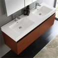 thumbnail image 4 of Fresca Mezzo 60" Teak Wall Hung Double Sink Modern Bathroom Vanity w/ Medicine Cabinet, 4 of 6