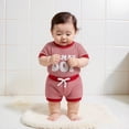 thumbnail image 2 of REDARER Baby Boys Stripe Waffle Knit "Mama's Boy" Romper & Shorts 2-Piece Outfit,6-9 Months, 2 of 4