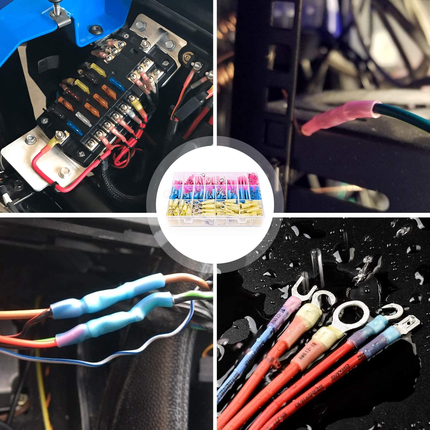 Nilight 270Pcs Heat Shrink Wire Connector Waterproof Marine Automotive Connector Assortment Rings Fork Hook Spade Butt Splices