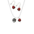 thumbnail image 2 of Delight Jewelry Silvertone Diagonal Banded Barrel with Lime Green Crystals Spinner Red Lucky Ladybug Necklace and Dangle Earrings Set, 2 of 6