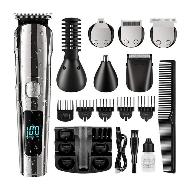 Recortadora de barba para hombres, recortadora de pelo, afeitadora de corte Facial para bigote, cuerpo, nariz, oreja, recargable por USB