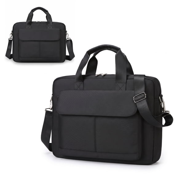Black Water-Repellent Oxford Laptop Briefcase for 15-15.6 Inch Notebook with Luggage Strap
