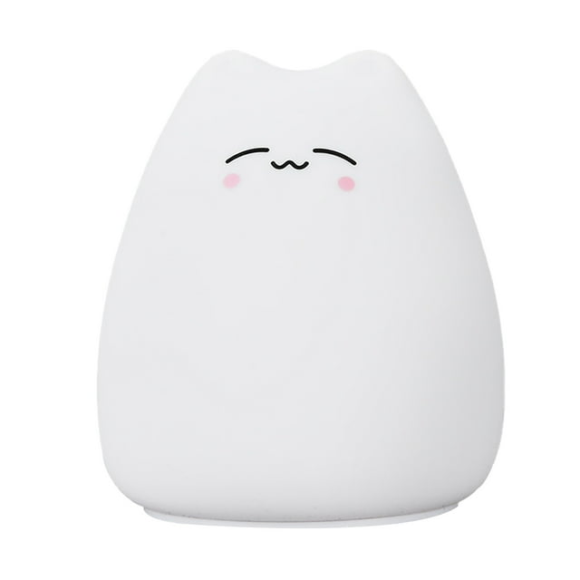 Agiferg Little Cute Cat Silicone Lamp LED Colorful Color Changing Camping Night Light