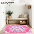 thumbnail image 3 of ODIKA 3x5 Machine Washable Non-Slip Area Rug, Starburst Medallion Array Showcasing Radiant Symmetry High Traffic Rug, Pink, 530159, 3 of 7