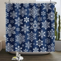 Tupukom Christmas Shower Curtain Bath,Xmas Trees Gift Box Shower Curtains Snowflake New Year Shower Curtain Sets for Bathroom Machine Washable