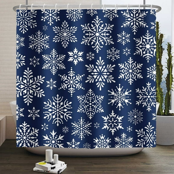 Tupukom Christmas Shower Curtain Bath,Xmas Trees Gift Box Shower Curtains Snowflake New Year Shower Curtain Sets for Bathroom Machine Washable