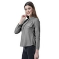 thumbnail image 3 of Moomaya Womens Mandarian Band Collar Full Sleeves Top Summer Fit Casual Tee Tops, 3 of 7