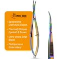 thumbnail image 2 of Cross Edge Curved Spring Scissors 5 Inch Stainless Steel Precision Eyebrow & Eyelash Shaping & Trimming Scissor, Snips Squeeze, Embroidery, Knitting Micro Tip Craft Scissors (Rainbow), 2 of 18