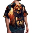 thumbnail image 2 of Vintage Bear Men's Short Sleeve Beach Shirts, Casual Button Down Poplin Printed Summer Tops - Unisex, 2 of 6