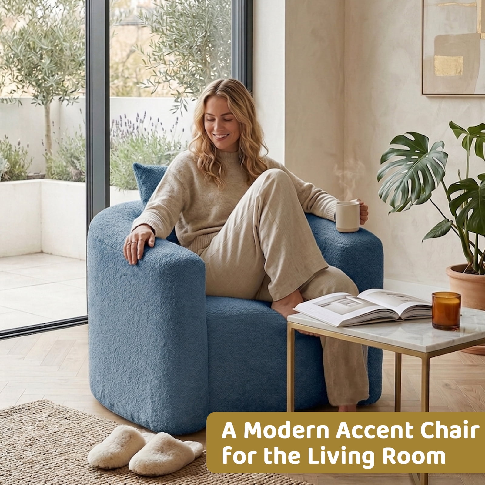 42"W Accent Chair No Assembly Reading Chair for Bedroom,Livingroom