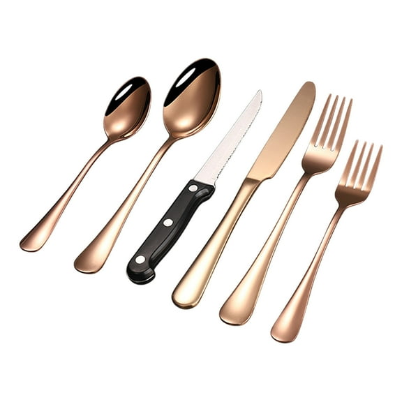 Uxgjfwu Stainless Steel Cutlery Set, Western Dinner Spoon Knife Fork 6 Piece, Household Hotel Grade Utensils, Dishwasher Safe for Kitchen Dining