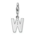 thumbnail image 3 of 925 Sterling Silver Rhodium-plated With Lobster Clasp Letter W Initial CZ Charm Pendant; for Adults and Teens; for Women and Men, 3 of 3