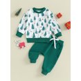thumbnail image 2 of Wassery Toddler Boys Girls 2 Piece Christmas Outfits Set Baby Christmas Tree Print Long Sleeve Sweatshirt Sweatpants 6M 12M 18M 2T 3T Infant Fall Spring Clothes, 2 of 9