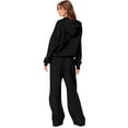 thumbnail image 5 of Szluipve Women Cropped Zip‑Up Hoodie 2 Piece Outfits Drawstring Long Sleeve Full Zip Short Hooded Jacket and Elastic Waist Wide Leg Pants Casual Tracksuit Loungewear Set Black M, 5 of 7