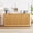 Wood, variant on Hosnnlie Vertical Stripe 4-Door Sideboard Wood Color, Rounded Arc Edge, 4 Independent Compartments, Gold Pulls for Modern Dining Room