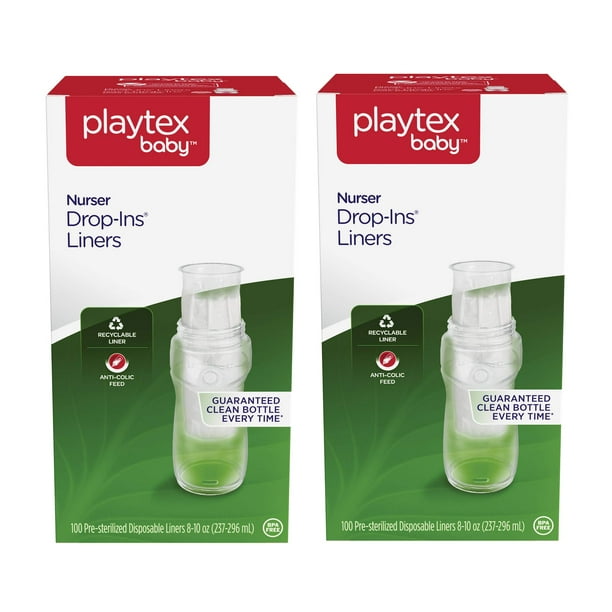 Playtex Baby Nurser DropIns Baby Bottle Disposable Liners, Closer to Breastfeeding, 8 oz, 200