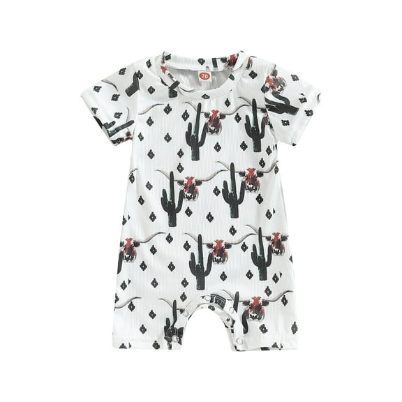 Bagilaanoe Newborn Baby Girl Boys Jumpsuit Print Short Sleeve Bodysuit 3M 6M 12M 18M Infant Summer One Piece Romper