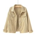 thumbnail image 4 of Women Spring And Autumn Coats Warm Solid Long Sleeve Denim Jacket Outerwear, 4 of 5