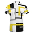 thumbnail image 5 of Black Yellow Geometric Lines Modern Art Men Zipper T-shirt Summer Casual Short Sleeve T-shirt Top, 5 of 7