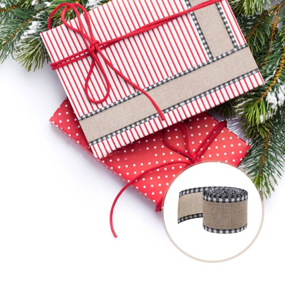 ETEREAUTY Black Holiday Wrapping Ribbon for Christmas Decorations, Bowknot Making, and Festive Present Packaging