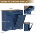 thumbnail image 6 of Double 10 Gallon Tilt Out Trash Can Cabinet with Deodorizing Function and Power Outlet, Wooden Hidden Garbage Can Holder with 2 Storage Drawers for Kitchen, Laundry Hamper Cabinet for Bathroom, Blue, 6 of 17