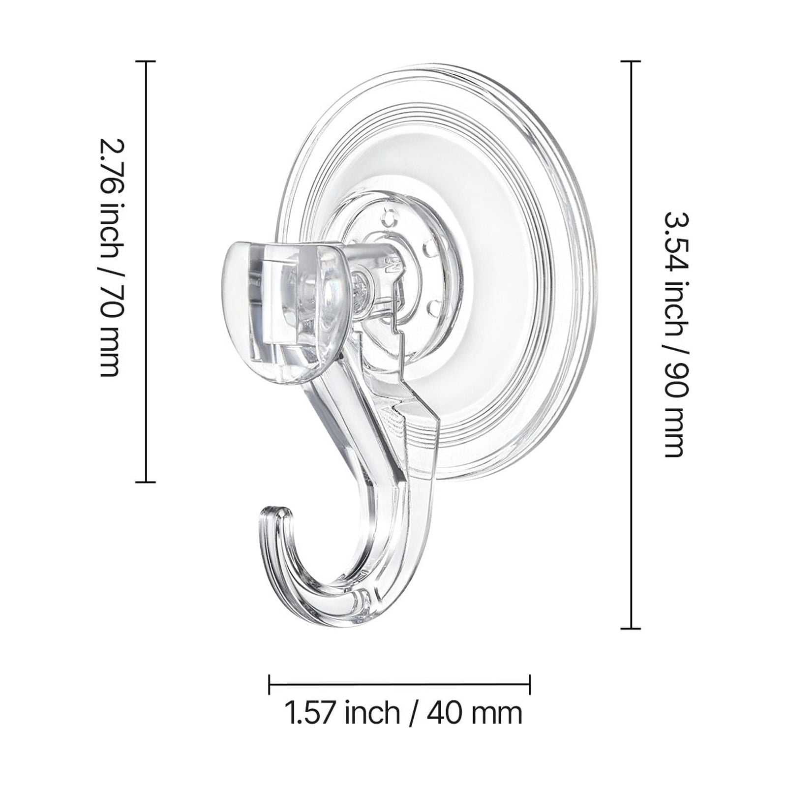 Suction Cup Hooks Upgraded Vacuum Technology 10LBS, No-Drill Reusable Removable, Heavy Duty Vacuum Hook for Bathroom Kitchen Glass Tile Smooth Surface