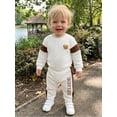thumbnail image 6 of BemeyourBBs Baby Boy Little Brother Daddy's Mini Outfit Baby Boys Spring Fall Winter Clothes Bear Embroidered Long Sleeve Romper and Side Striped Pants 2 Piece Set, 6 of 9