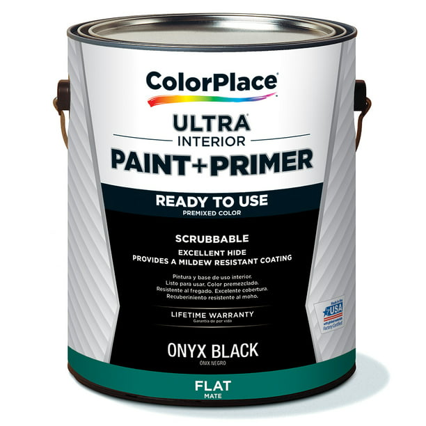 Colorplace Ultra Interior Paint Primer Onyx Black Flat 1 Gallon Walmart Com Walmart Com